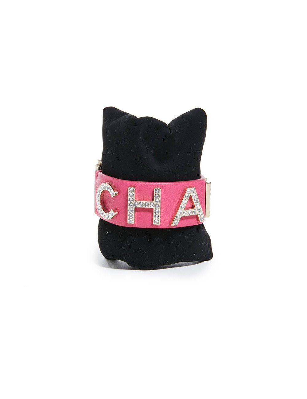 Bracelet CHANEL cuir rose et strass