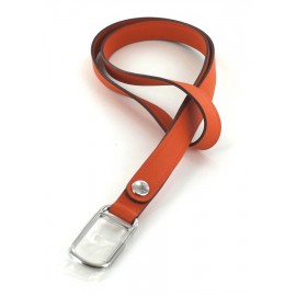 Key HERMES orange leather and Silver buckle