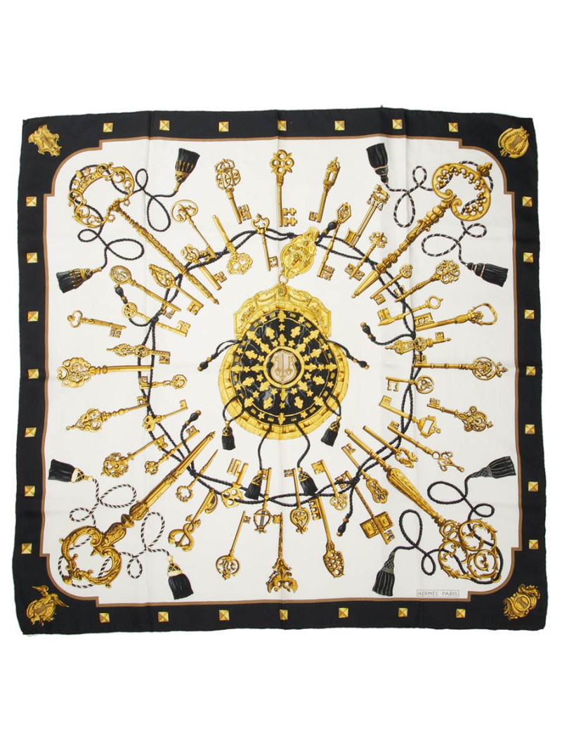 Carré HERMES Les clefs bordures noires