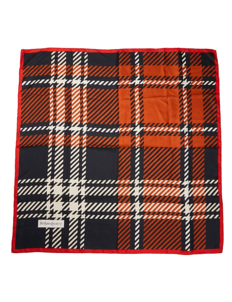 foulard YVES SAINT LAURENT soie noir blanc rouge