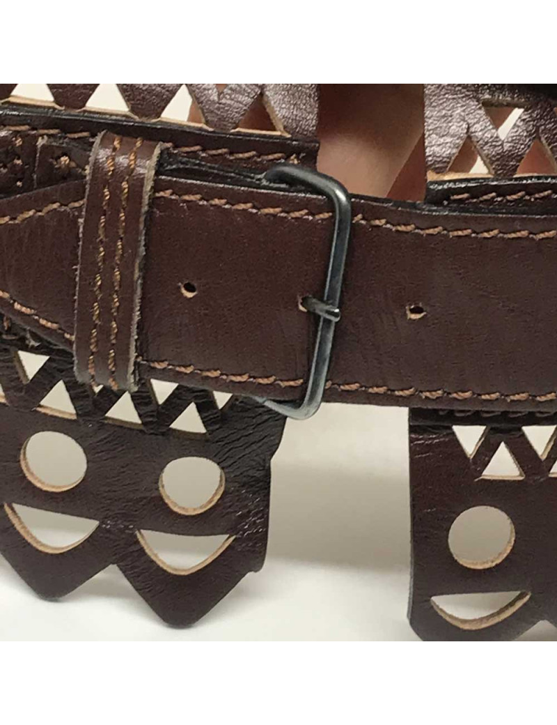 Ceinture ALAIA dentelle cuir T65 marron