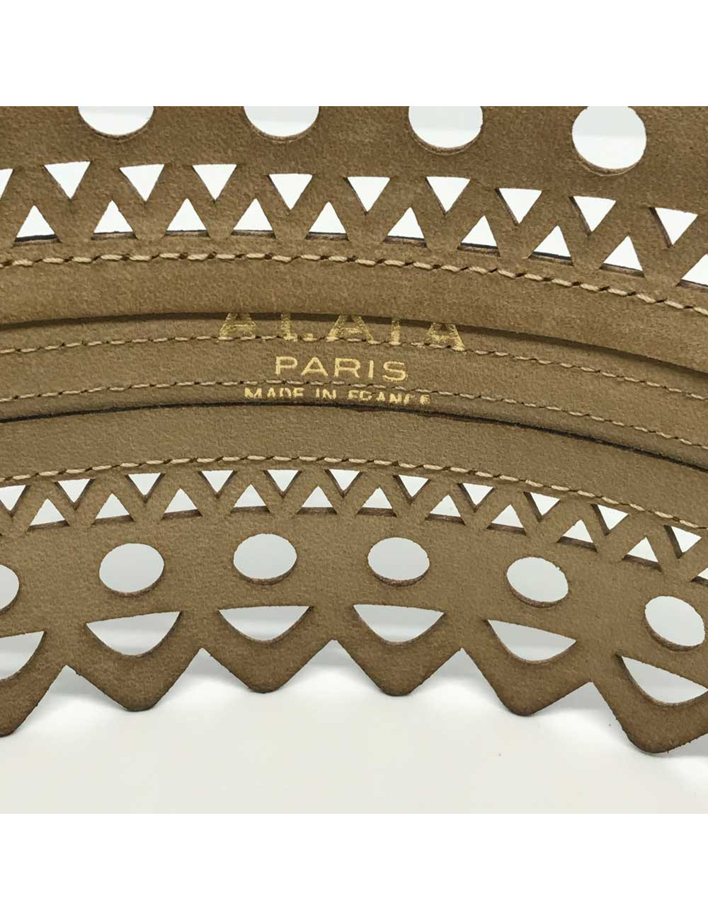 Ceinture ALAIA dentelle cuir T65 marron