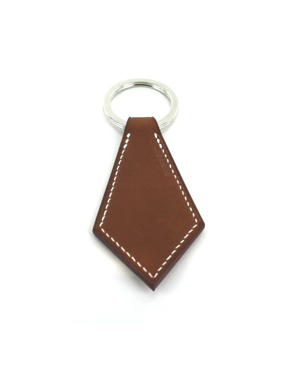 Porte-clés HERMES TAB en cuir marron foncé