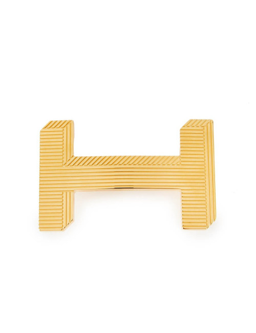Boucle de ceinture HERMES strié doré