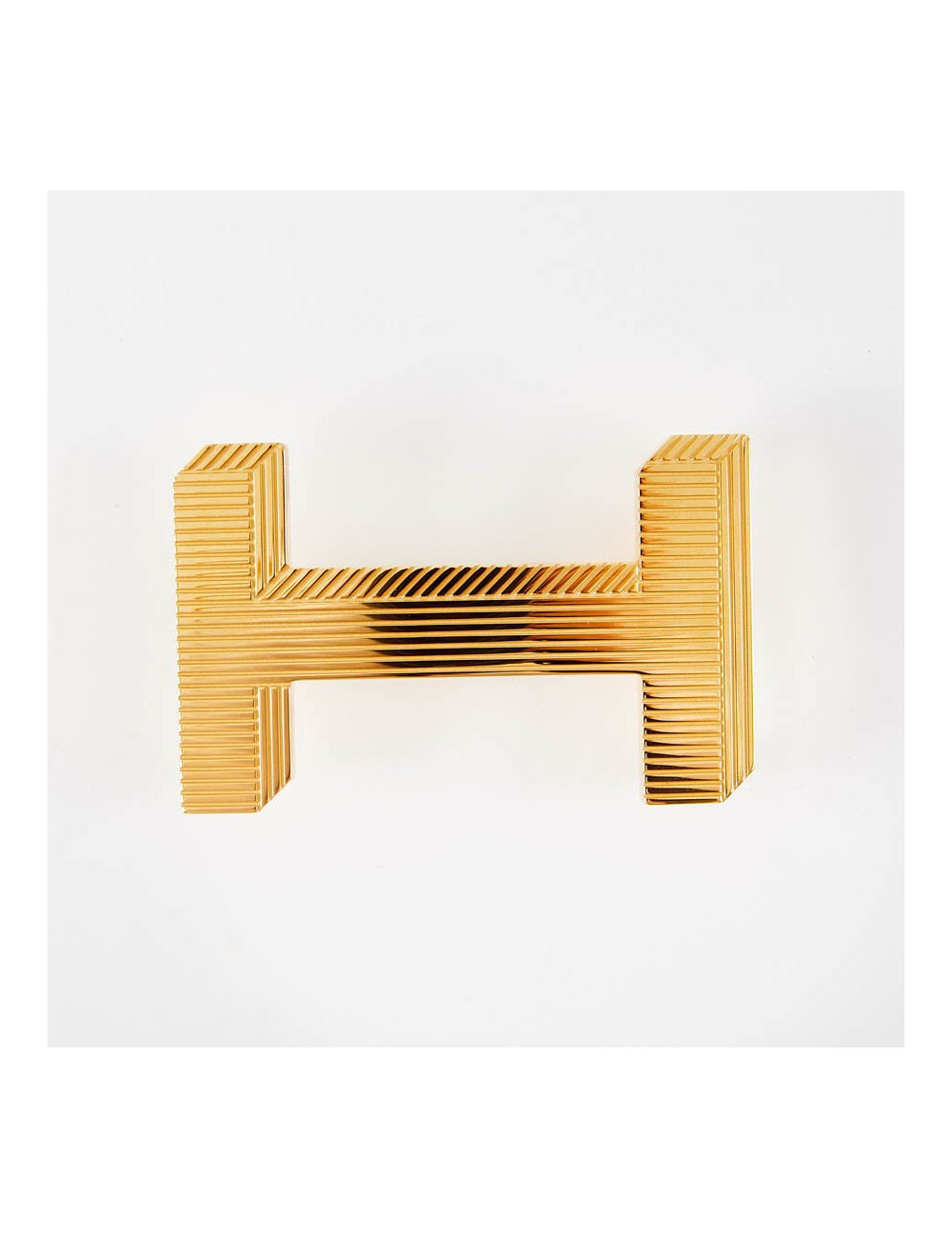 Boucle de ceinture HERMES striée dorée
