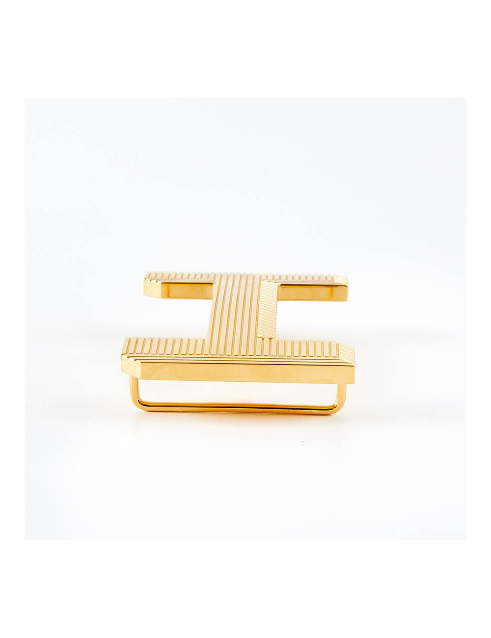 Boucle de ceinture HERMES striée dorée