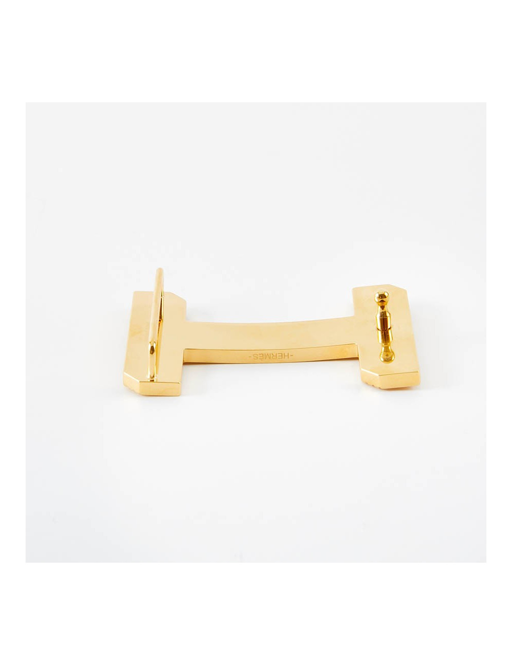 Boucle de ceinture HERMES striée dorée