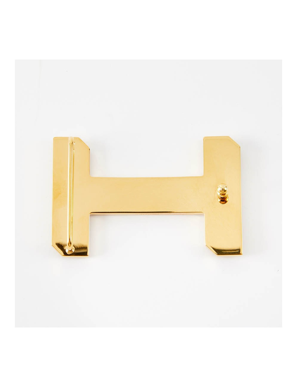 Boucle de ceinture HERMES striée dorée