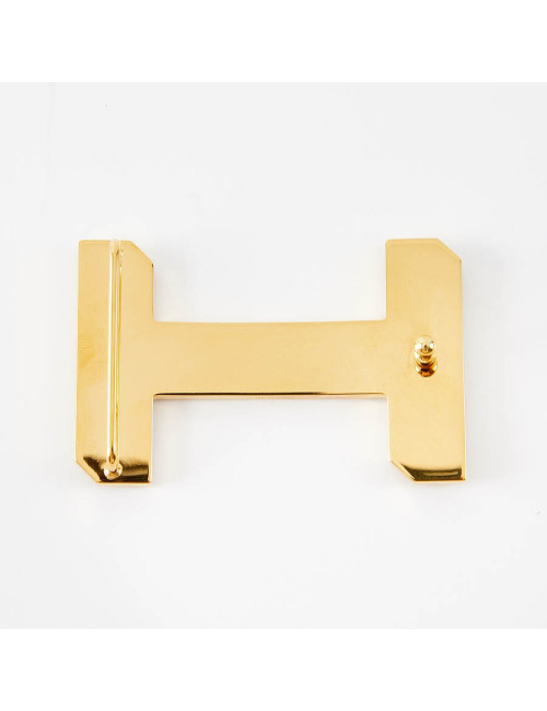 Boucle de ceinture HERMES striée dorée