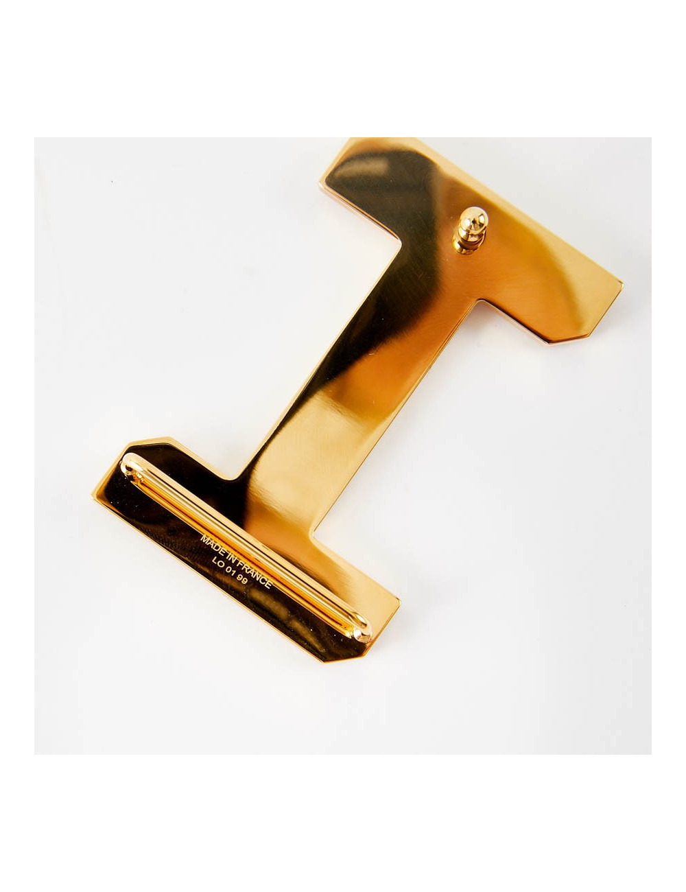 Boucle de ceinture HERMES striée dorée