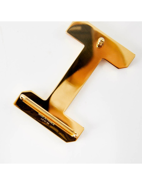 Boucle de ceinture HERMES striée dorée