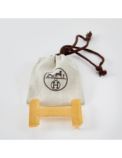 Boucle de ceinture HERMES striée dorée