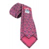 Cravate HERMES en soie rose et bleue barbelé 