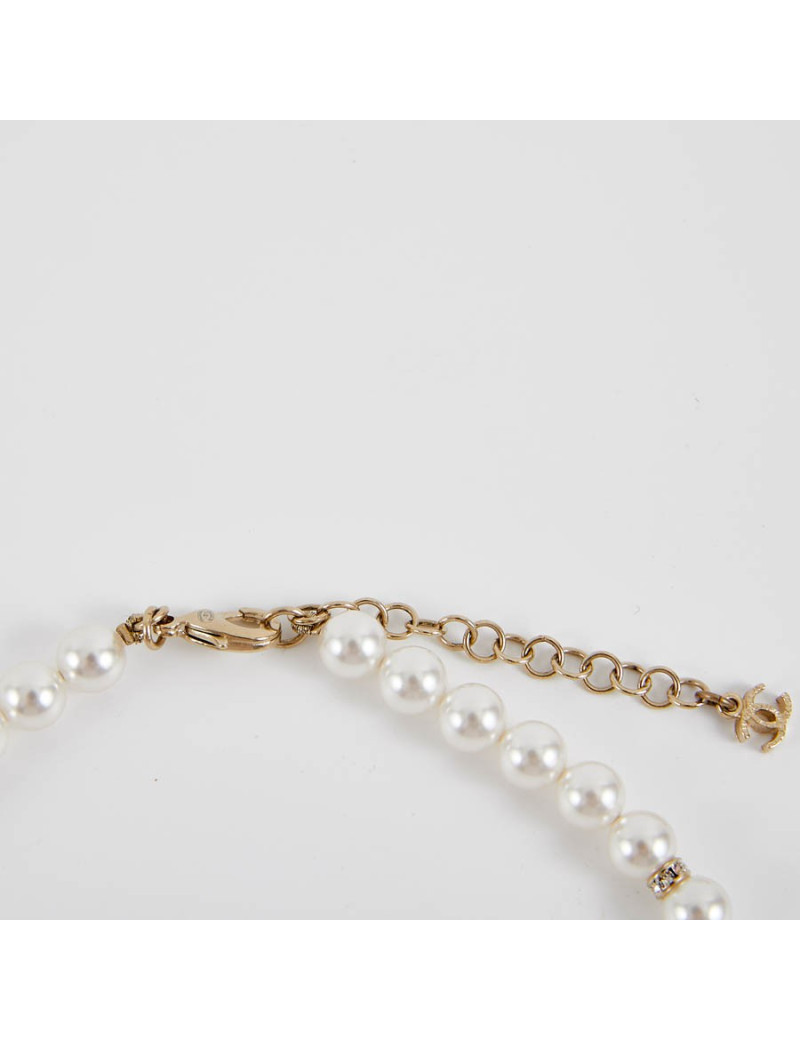 Collier CHANEL perles nacrées et bleues
