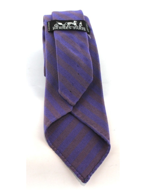 Cravate HERMES en soie à rayures violettes