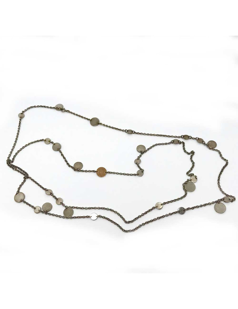 Sautoir Confettis HERMES argent et or rose GM