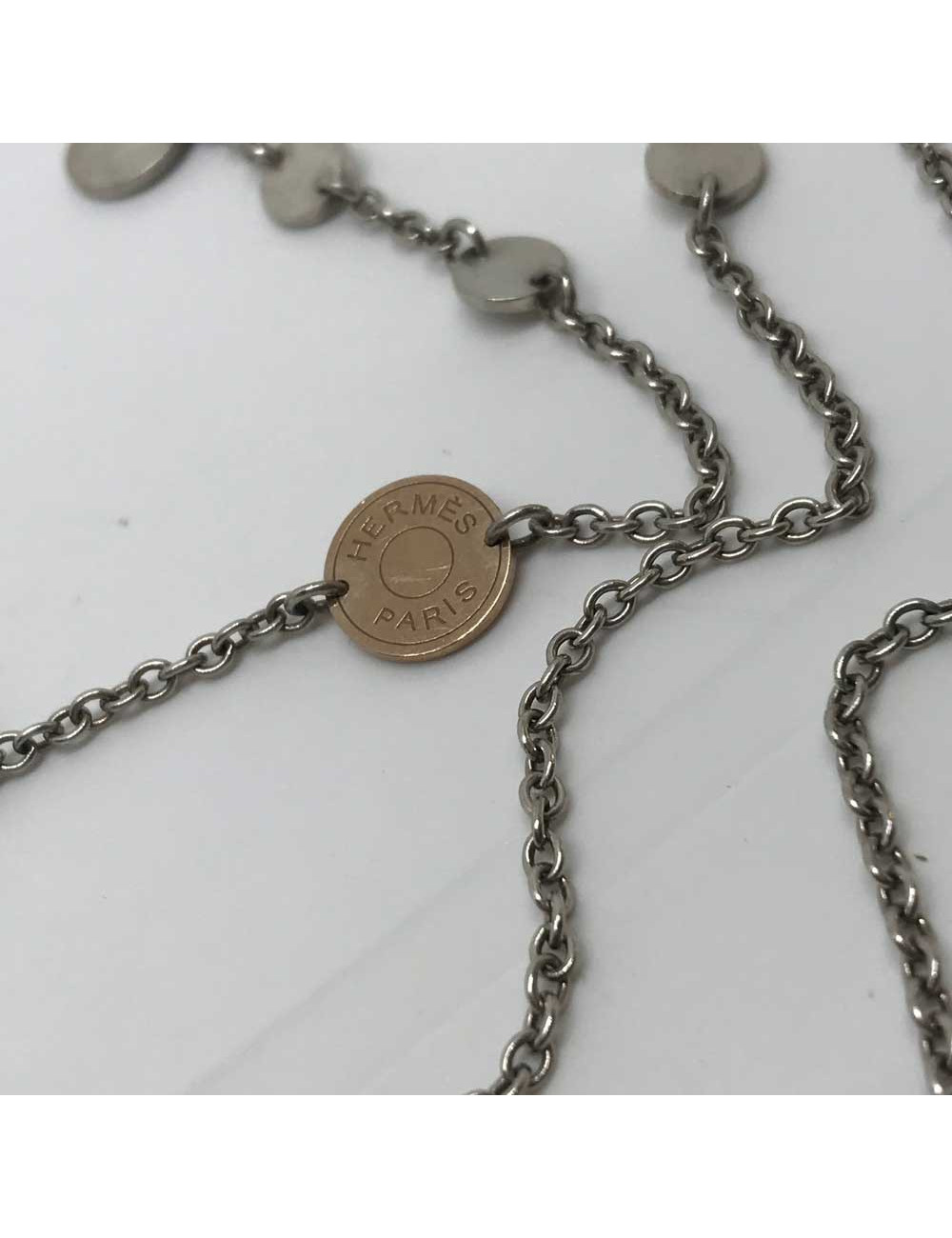 Sautoir Confettis HERMES argent et or GM