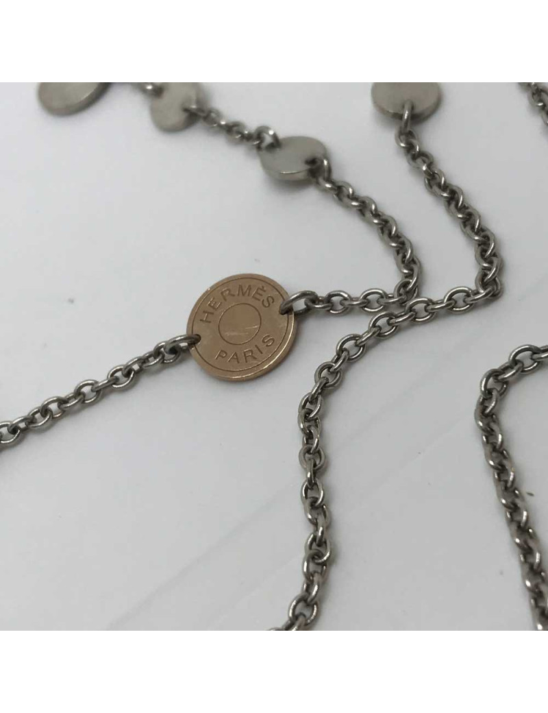 Sautoir Confettis HERMES argent et or rose GM