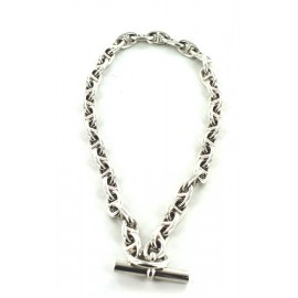 HERMES necklace sterling silver anchor chain
