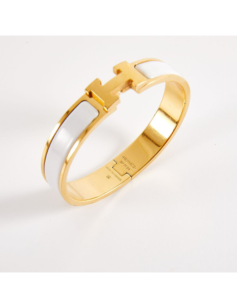 Bracelet Clic Clac HERMES émail blanc
