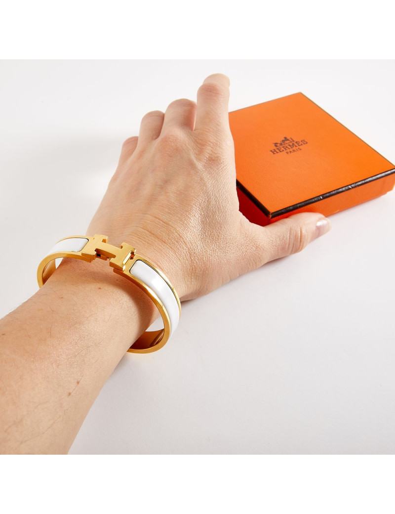Bracelet Clic Clac HERMES émail blanc
