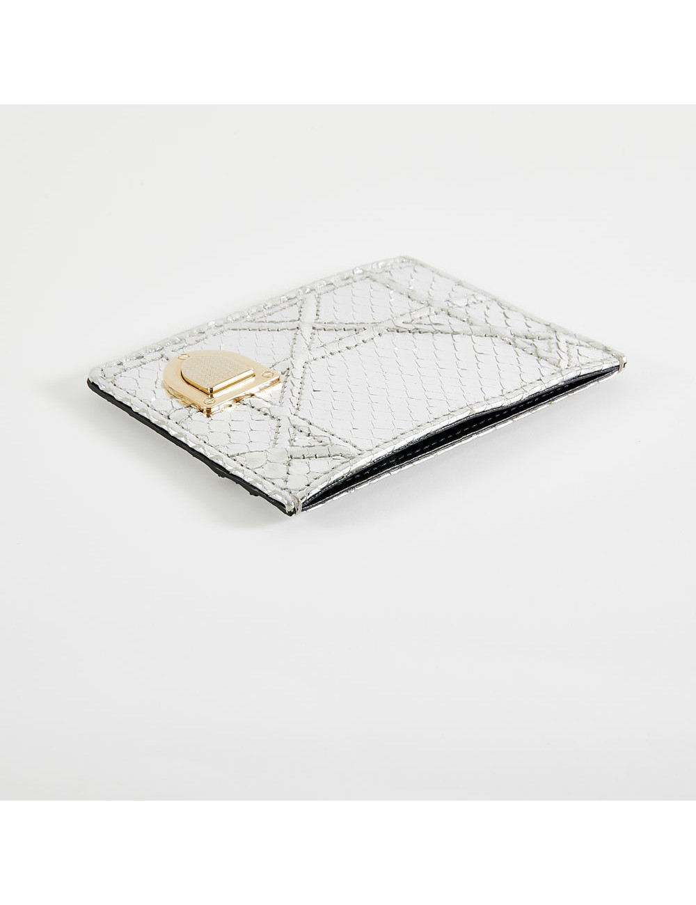 Porte-cartes de crédit DIOR python argent