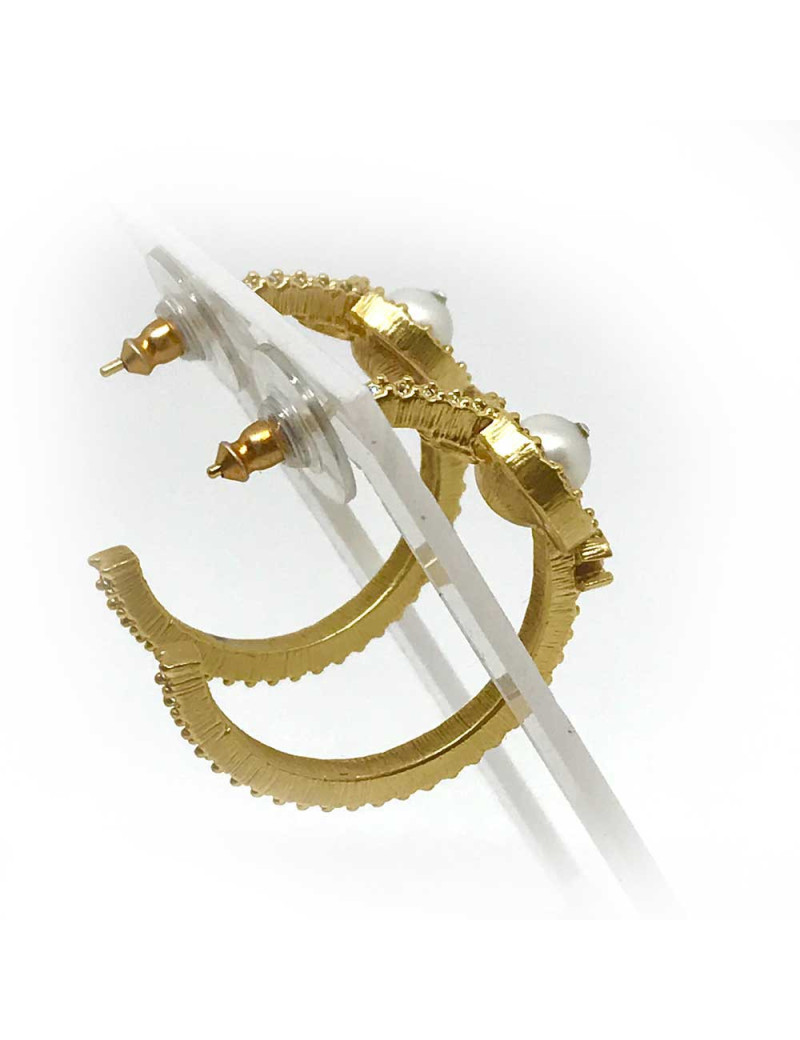 Créoles CHANEL Strass et perles nacrées