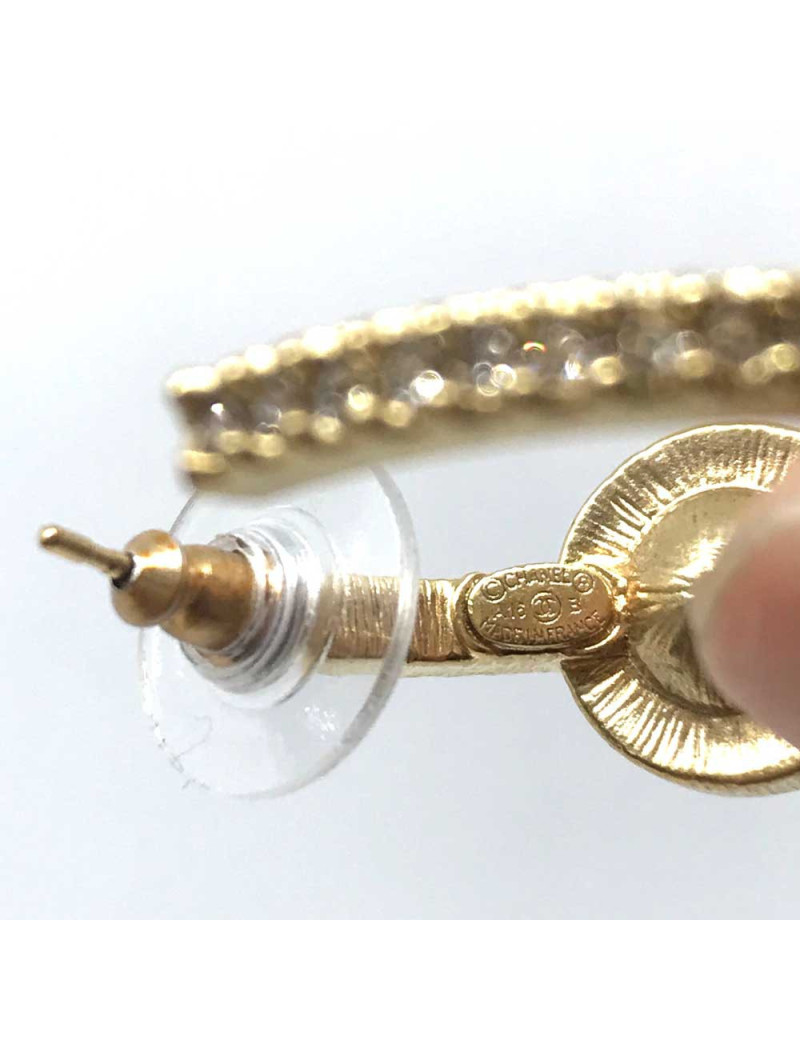 Créoles CHANEL Strass et perles nacrées