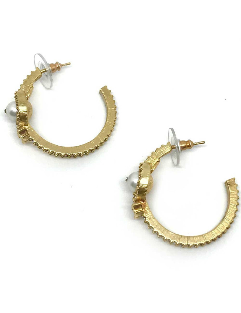 Créoles CHANEL Strass et perles nacrées