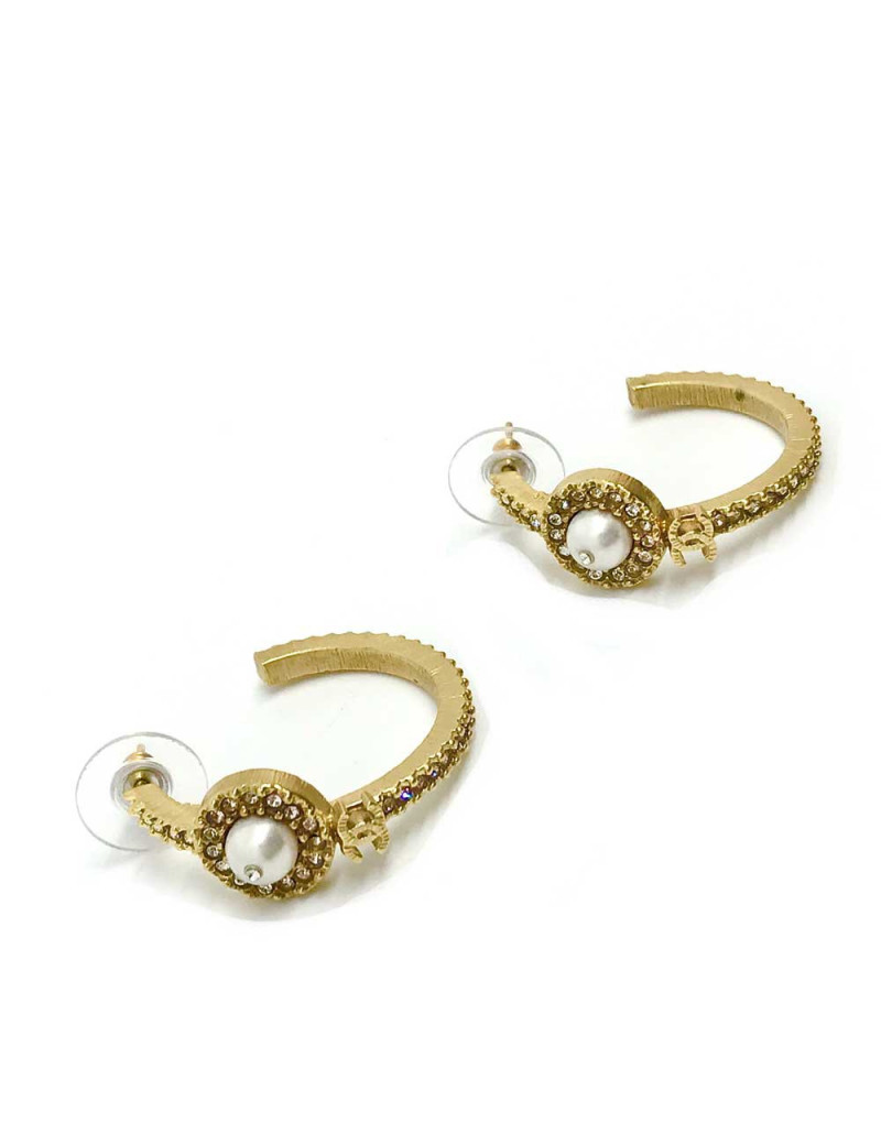 Créoles CHANEL Strass et perles nacrées