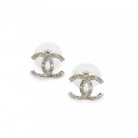 Boucles d'oreille CC CHANEL strass CHANEL