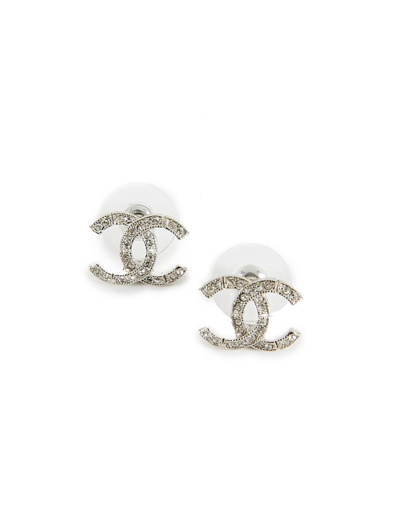 Boucles d'oreille CC CHANEL strass CHANEL