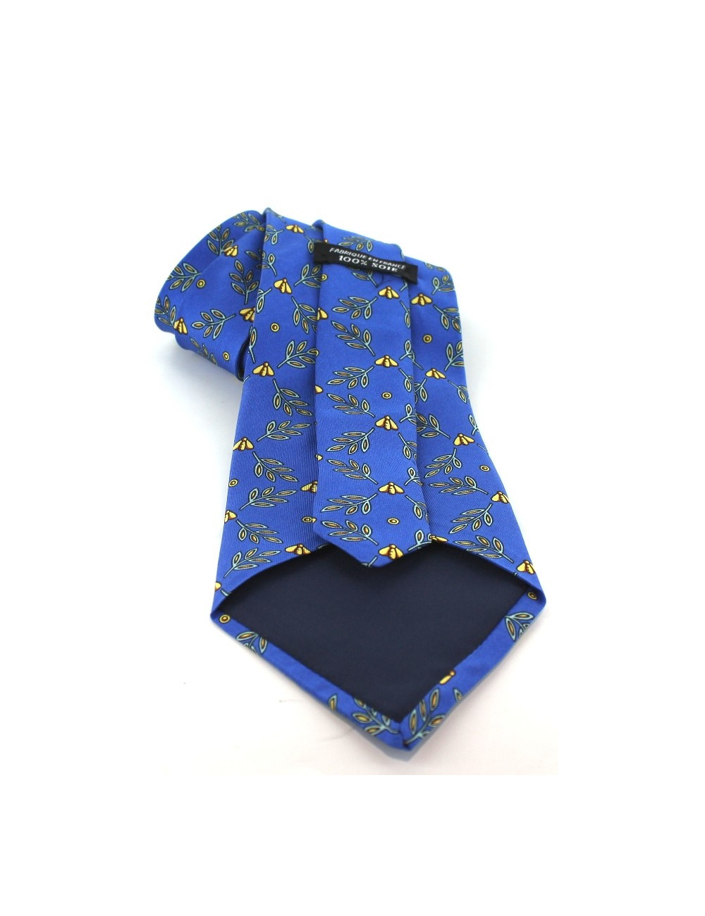 Cravate HERMES en soie bleue imprimé abeilles