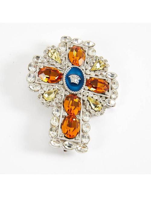 Broche VERSACE croix topaze et brillants Collector