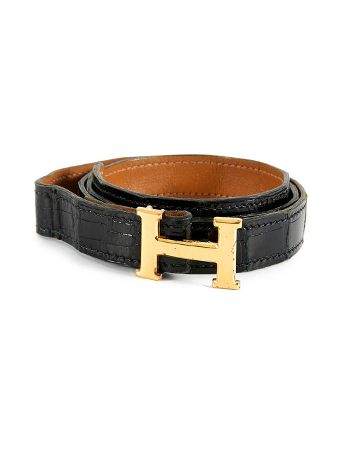Ceinture HERMES PM alligator noir 
