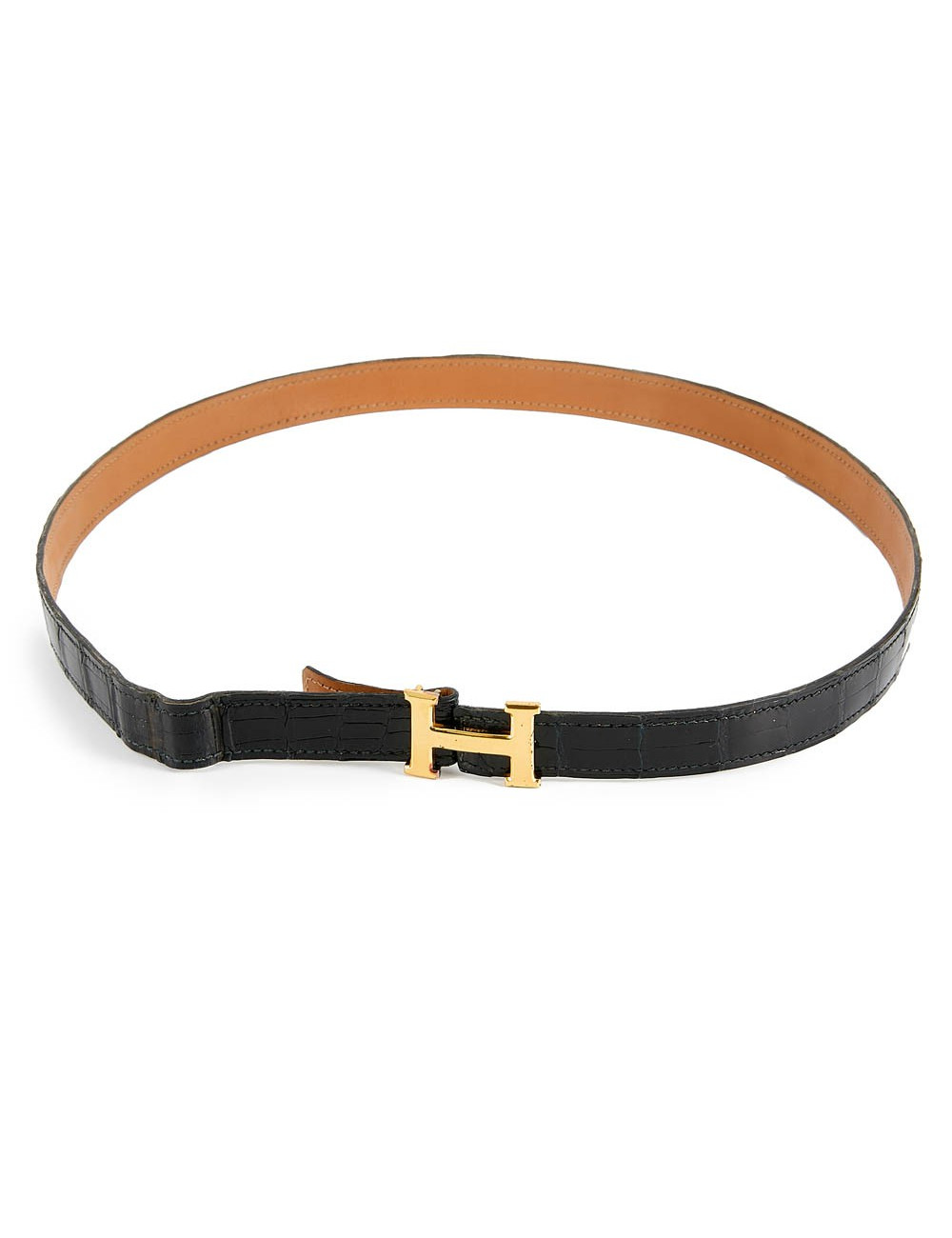 Ceinture HERMES PM alligator noir 