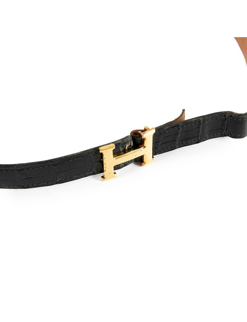 Ceinture HERMES PM alligator noir 