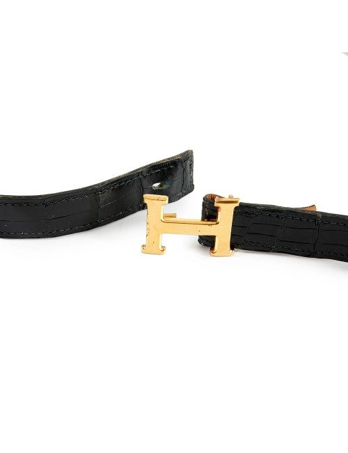 Ceinture HERMES PM alligator noir 
