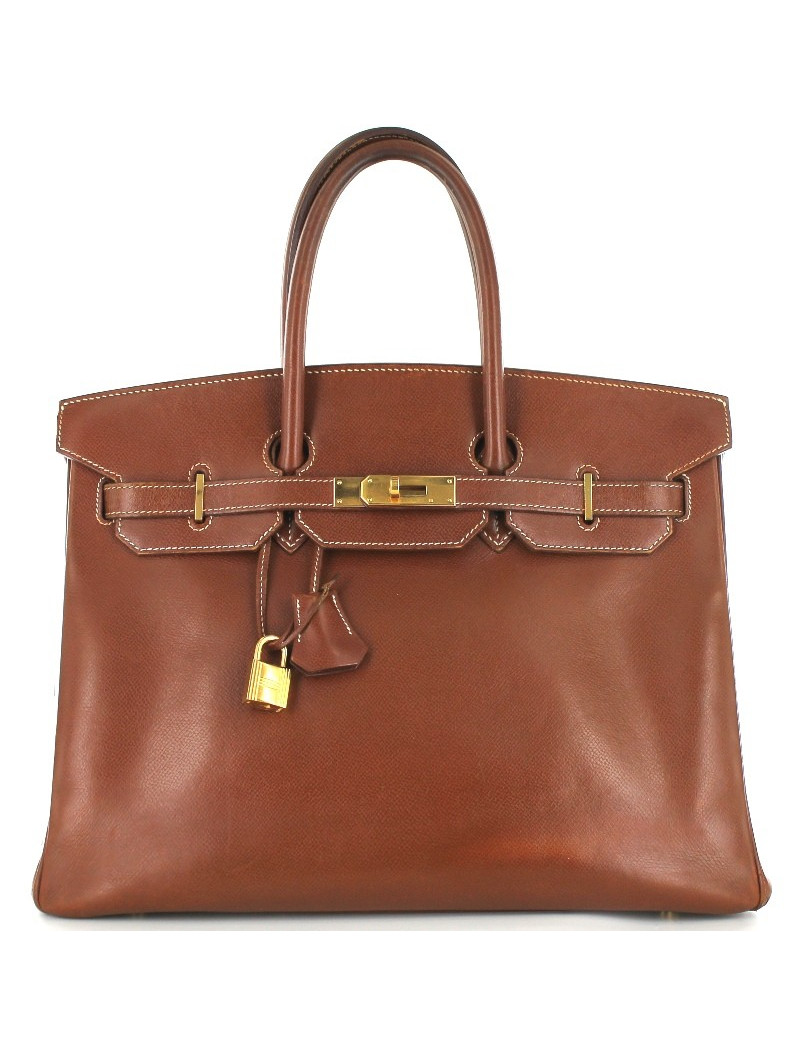 BIRKIN 35 HERMES cuir marron foncé