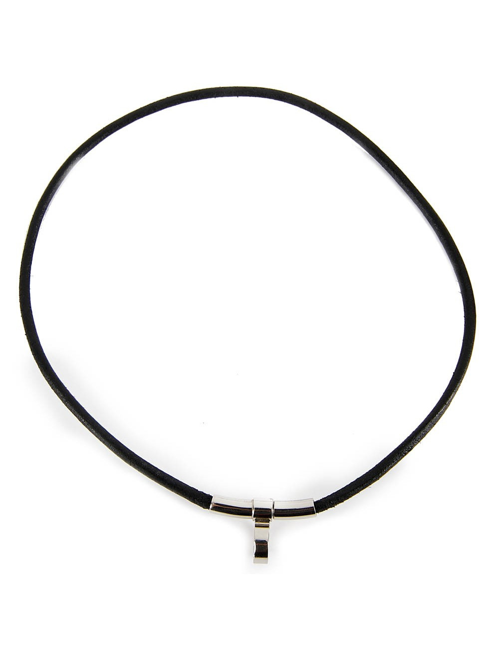 Collier HERMES cordon cuir noir