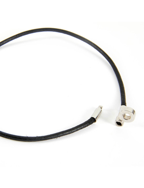 Luxe certifié. En stock. Collier HERMES cordon cuir noir