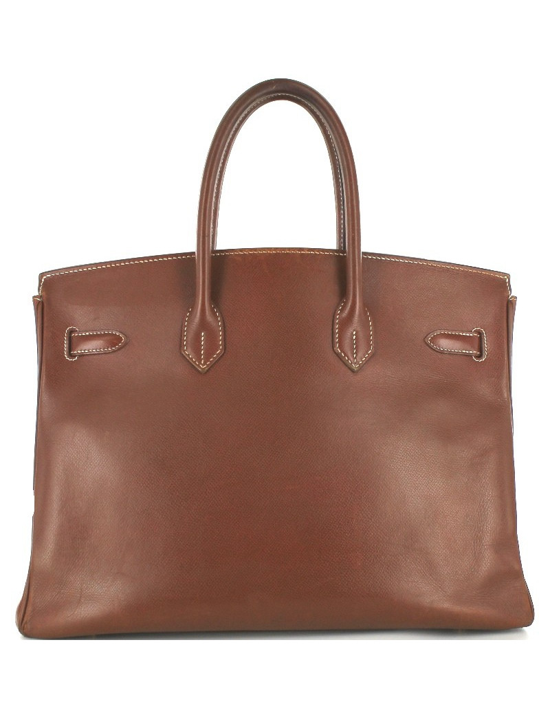 BIRKIN 35 HERMES cuir marron foncé