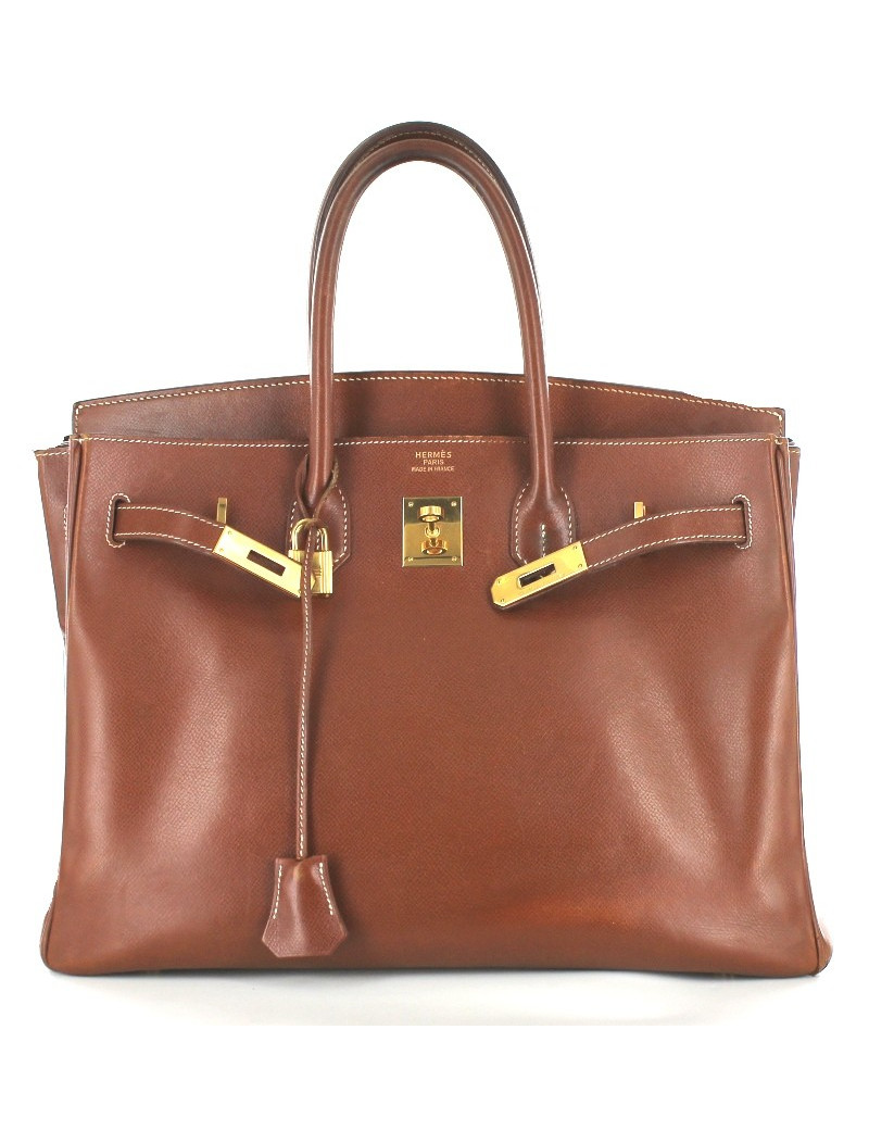 BIRKIN 35 HERMES cuir marron foncé