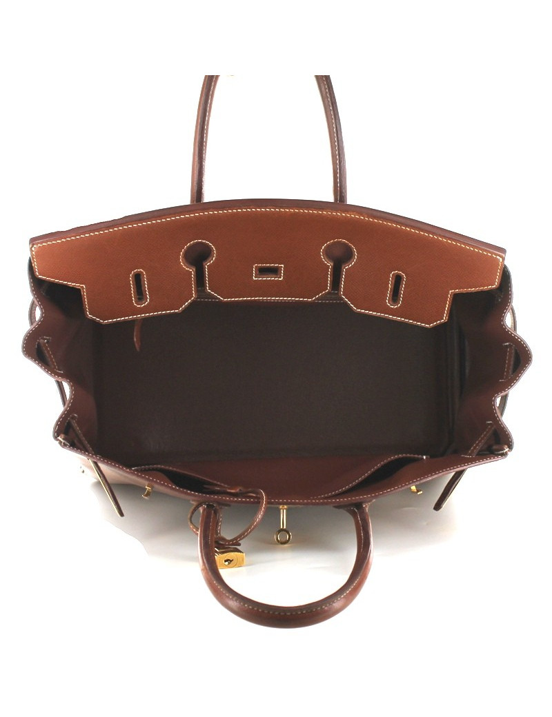 BIRKIN 35 HERMES cuir marron foncé