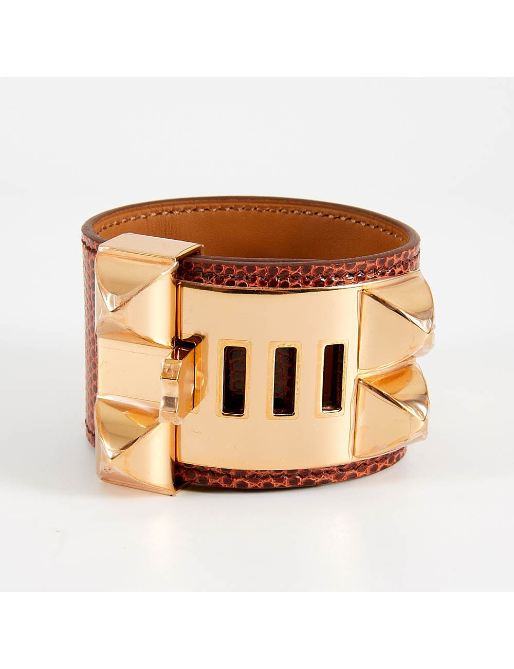 Bracelet collier de chien HERMES lézard niloticus étrusque PM