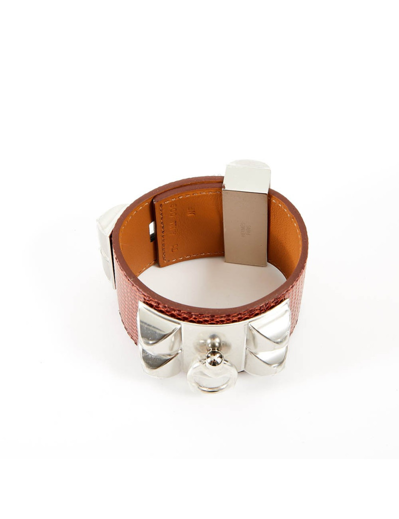 Hermes lizard Collier de chien T 1 silver