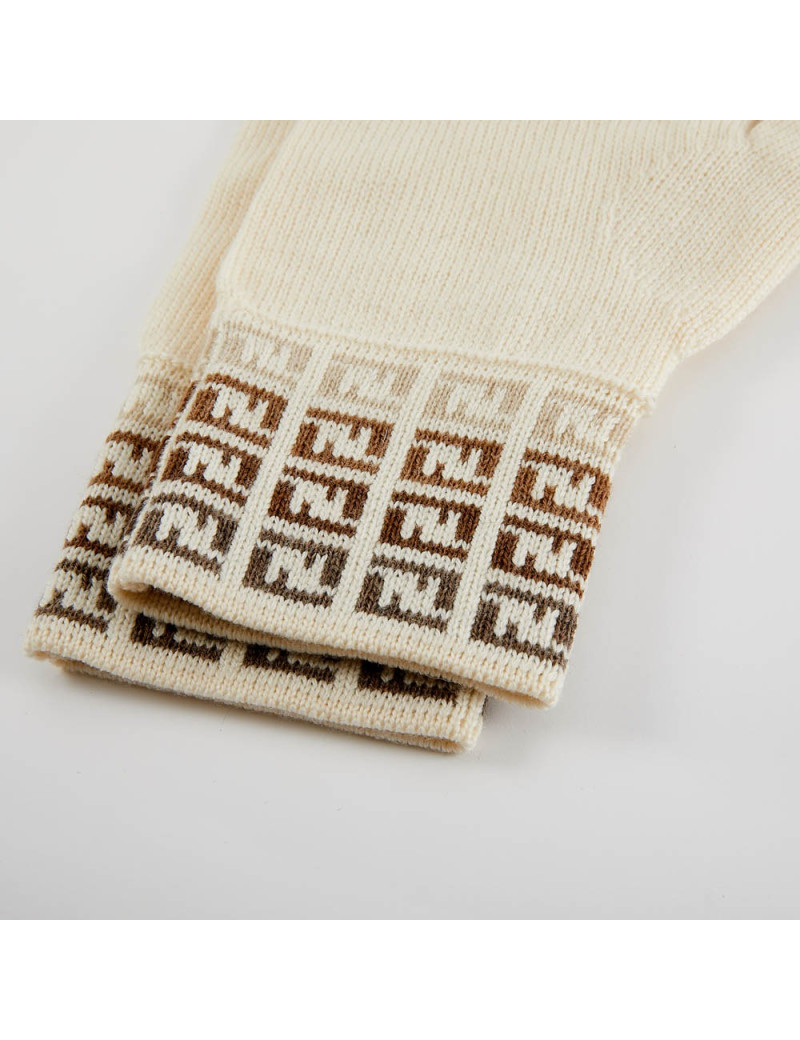 Gants FENDI laine écrue