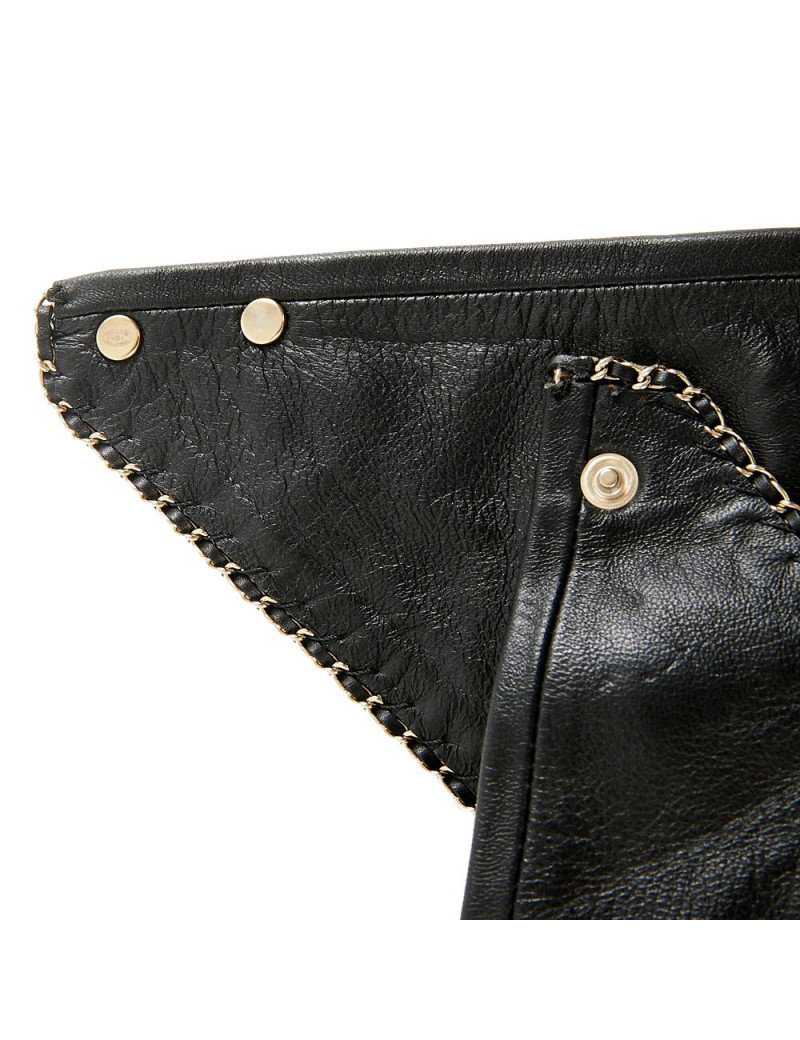 Bandana CHANEL cuir d'agneau clouté noir