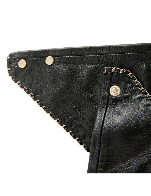 Bandana CHANEL cuir d'agneau clouté noir