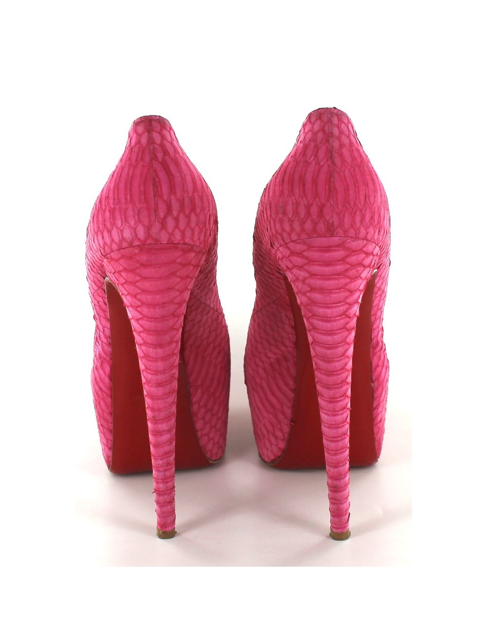 Escarpins CHRISTIAN LOUBOUTIN dafodile en python rose T 40